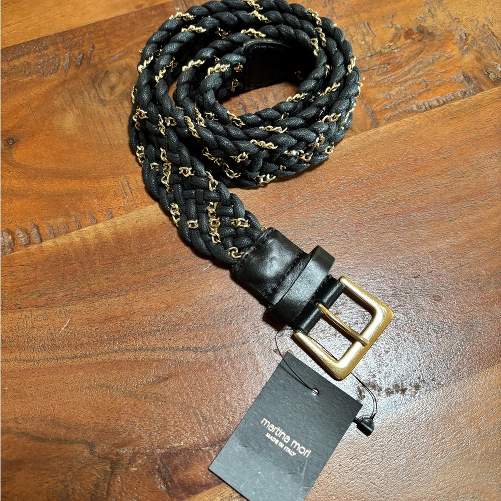 Martina Mori Black and Gold Braided Belt